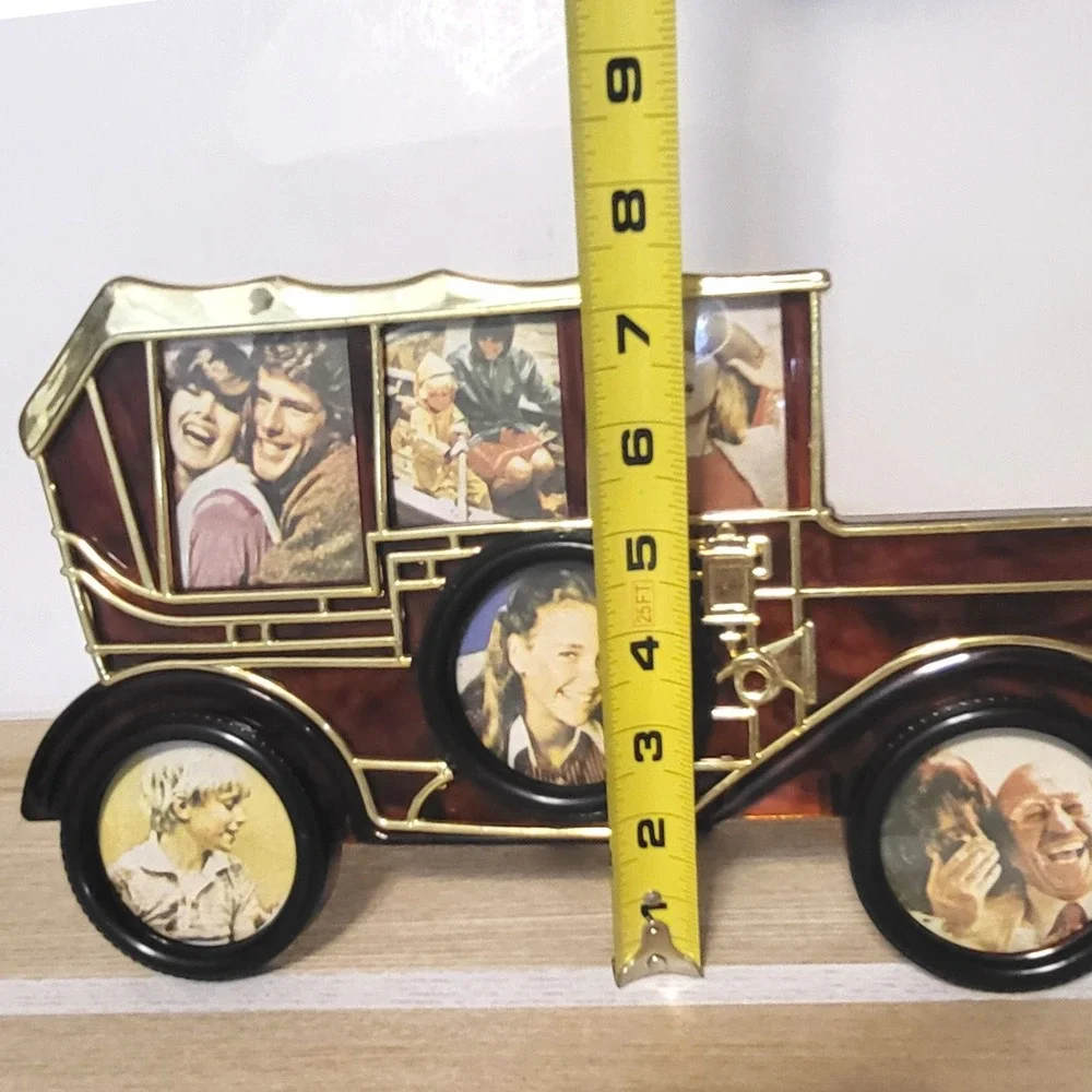 Vintage Novelty Antique Car Multi Photo Frame Tortoiseshell Gold Tone Hong Kong